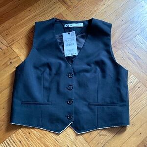 Zara Black Buttoned Vest Top
